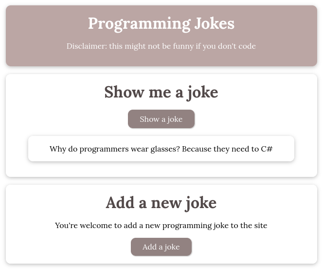 Screenshot of programming-jokes.dk showing a programming joke