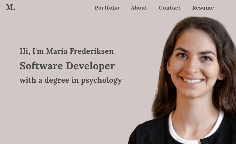 Screenshot of the mariafrederiksen.dk website